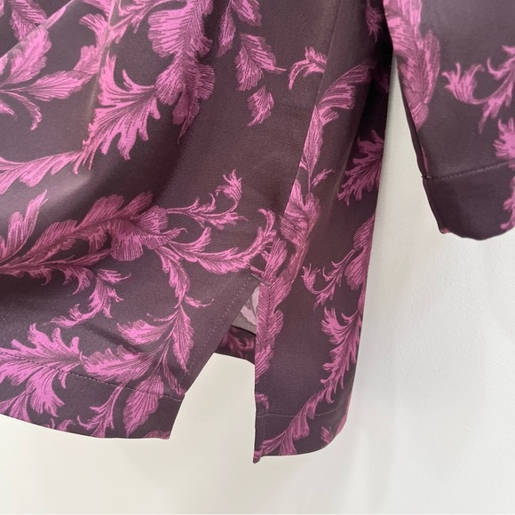 Soft Surroundings Top Womens Selina Wine Botanical Purple Pink Leafy Vine Print - Picture 2 of 7